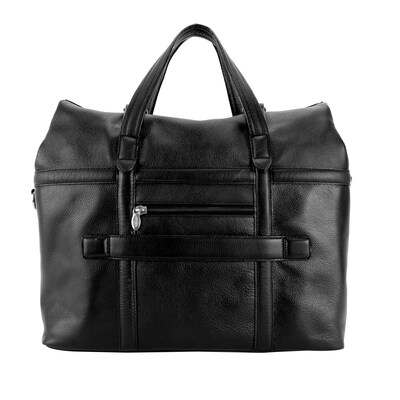 Mcklein Leather Roll Top Laptop Briefcase, Edgefield, Pebble Grain Calfskin Leather, Black (88755)