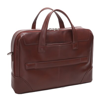 Mcklein Leather Dual Compartment Laptop Briefcase, Harpswell, Top Grain Cowhide Leather, Brown (88564)