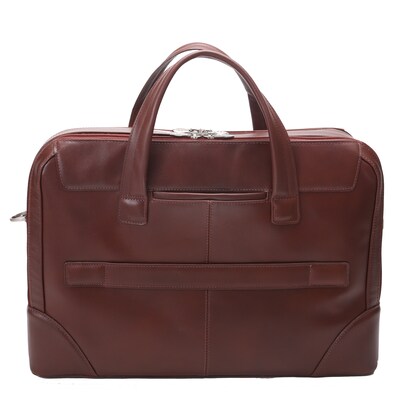 Mcklein Leather Dual Compartment Laptop Briefcase, Harpswell, Top Grain Cowhide Leather, Brown (88564)