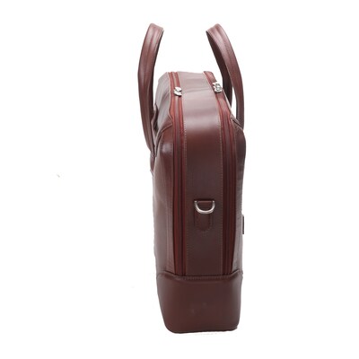 Mcklein Leather Dual Compartment Laptop Briefcase, Harpswell, Top Grain Cowhide Leather, Brown (88564)