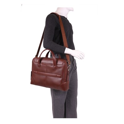 Mcklein Leather Dual Compartment Laptop Briefcase, Harpswell, Top Grain Cowhide Leather, Brown (88564)