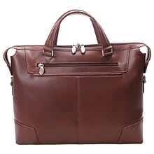 Mcklein Leather Slim Laptop Briefcase, Arcadia, Top Grain Cowhide Leather, Brown (88764)