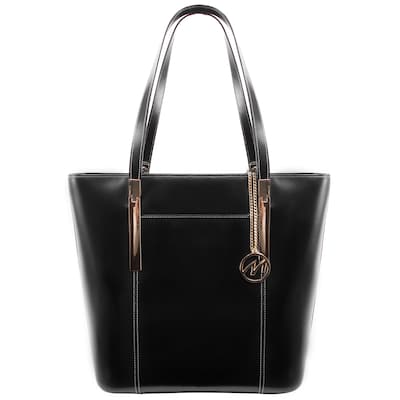 McKlein Ladies Tote, Deva, Tablet Pocket, Top Grain Cowhide Leather, Black (97735)