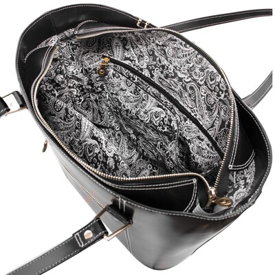 McKlein Ladies Tote, Deva, Tablet Pocket, Top Grain Cowhide Leather, Black (97735)