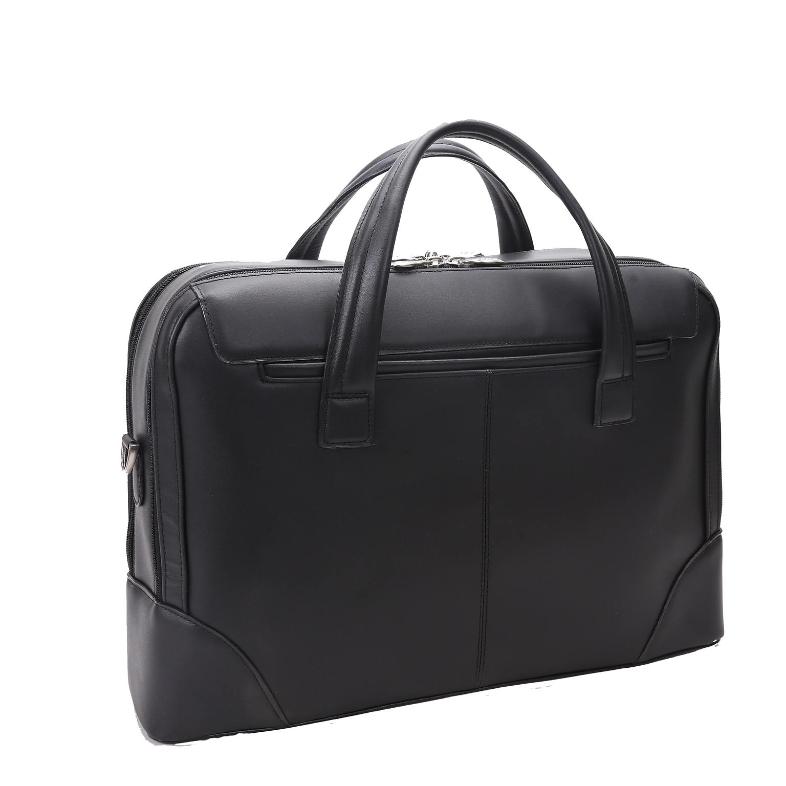 Mcklein Leather Dual Compartment Laptop Briefcase, Harpswell, Top Grain Cowhide Leather, Black (88565)