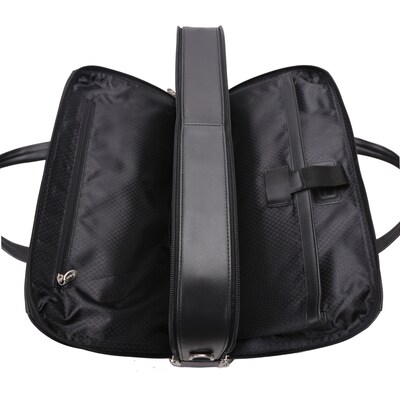 Mcklein Leather Dual Compartment Laptop Briefcase, Harpswell, Top Grain Cowhide Leather, Black (88565)