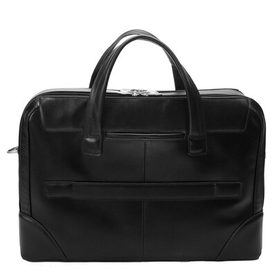 Mcklein Leather Dual Compartment Laptop Briefcase, Harpswell, Top Grain Cowhide Leather, Black (88565)