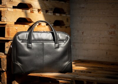 Mcklein Leather Dual Compartment Laptop Briefcase, Harpswell, Top Grain Cowhide Leather, Black (88565)