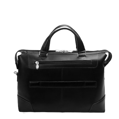 Mcklein Leather Slim Laptop Briefcase, Arcadia, Top Grain Cowhide Leather, Black (88765)
