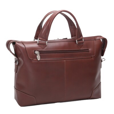 Mcklein Leather Slim Laptop Briefcase, Arcadia, Top Grain Cowhide Leather, Brown (88764)