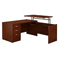 Bush Business Furniture Westfield Elite 60W x 30 Sit to Stand L Desk with File Cabinet, Hansen Cherry, Installed (SRE395HCSUFA)