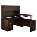 Bush Business Furniture Westfield Elite 60W x 30D Sit to Stand L Desk with Hutch and File Cabinet, Mocha Cherry, Installed