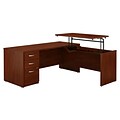 Bush Business Furniture Westfield Elite 72W x 30D Sit to Stand L Desk with File Cabinet, Hansen Cherry, Installed (SRE393HCSUFA)