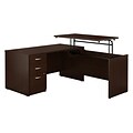 Bush Business Furniture Westfield Elite 60W x 30D 3 Position Sit to Stand L Desk with File Cabinet, Mocha Cherry (SRE395MRSU)
