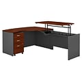 Bush Business Furniture Westfield 60W Right Hand 3 Position Sit to Stand L Desk w File Cabinet, Han