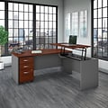Bush Business Furniture Westfield 72W 3 Position Bow Front Sit to Stand L Desk w/ File Cabinet, Han