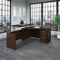 Bush Business Furniture Westfield 60"W Left Hand 3 Position Sit to Stand L Desk w/ File Cabinet, Mocha Cherry (SRC127MRSU)