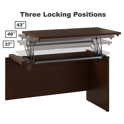 Bush Business Furniture Westfield 60"W Left Hand 3 Position Sit to Stand L Desk w/ File Cabinet, Mocha Cherry (SRC127MRSU)