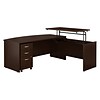 Bush Business Furniture Westfield 72W 3 Position Bow Front Sit to Stand L Desk w/ File Cabinet, Moc