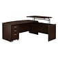 Bush Business Furniture Westfield 72"W 3 Position Bow Front Sit to Stand L Desk w/ File Cabinet, Mocha Cherry (SRC126MRSU)