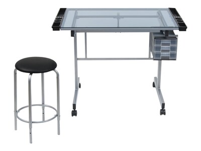 Studio Designs Vision 40.75W Drafting Table, Silver/Blue (10055)