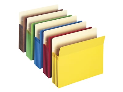 Smead Paper Stock File Pockets, 3.5 Expansion, Letter Size, Assorted, 25/Box (73890)