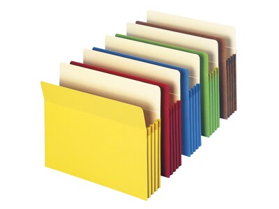 Smead Paper Stock File Pockets, 3.5" Expansion, Letter Size, Assorted, 25/Box (73890)