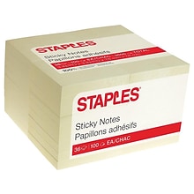 Staples® Recycled Notes, 3 x 3, Sunshine Collection, 100 Sheet/Pad, 36 Pads/Pack (S-33YR36)