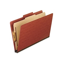 Pendaflex Pressboard Classification Folders, 1-Divider, 2 Expansion, Legal Size, Brick Red, 10/Box