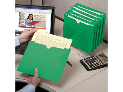 Smead Reinforced File Jackets, Reinforced Straight Cut Tab, Letter Size, Green, 100/Box (75503)