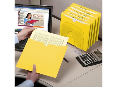 Smead Reinforced File Jackets, Reinforced Straight Cut Tab, Letter Size, Yellow, 100/Box (75511)