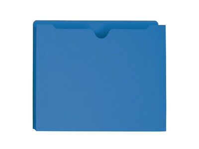 Smead Paper Stock File Jackets, Reinforced Straight Cut Tab, 2 Expansion, Letter Size, Blue, 50/Box
