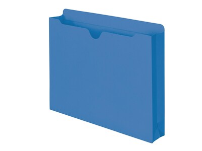 Smead Paper Stock File Jackets, Reinforced Straight Cut Tab, 2" Expansion, Letter Size, Blue, 50/Box (75562)