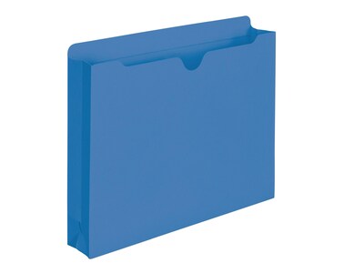 Smead Paper Stock File Jackets, Reinforced Straight Cut Tab, 2" Expansion, Letter Size, Blue, 50/Box (75562)