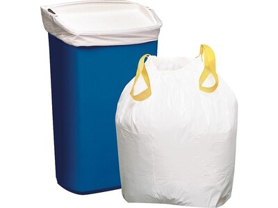 Staples Drawstring 13 gal. Tall Kitchen Trash Bags, .9 Mil, White, 50/Box (54000)(51242-CC/18931