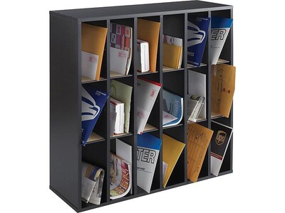 Safco 18-Compartment Mail Sorters, 33.75 x 32.75, Black (7765BL)