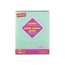 Staples Pastel 30% Recycled Colored Paper, 20 Lbs., 8.5 x 11, Green, 5000/Carton (14781-AA)