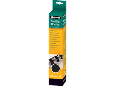 Fellowes 1/4 Plastic Binding Spine Comb, 20 Sheet Capacity, Black, 100/Pack (52366)