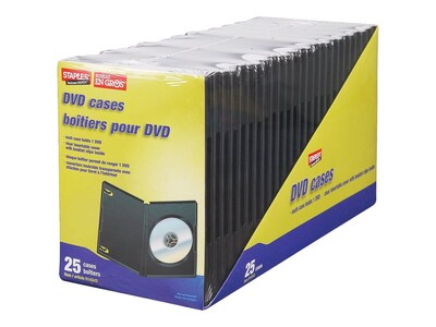 Staples Jewel Cases for DVD, Black Plastic (11467)