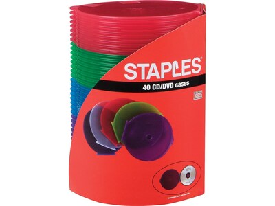 Staples® CD/DVD Round Case, Assorted Colors, 40/Pack (34385)
