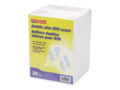 Staples® Double Slim DVD Case, Translucent, 20/Pack (11675-CC)