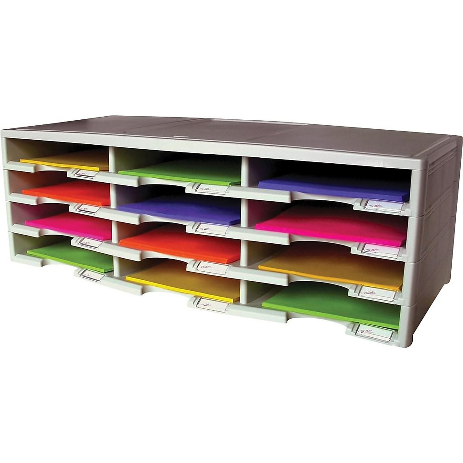 Storex 12-Compartment Literature Organizers, 32 x 10.5, Gray (61601U01C)
