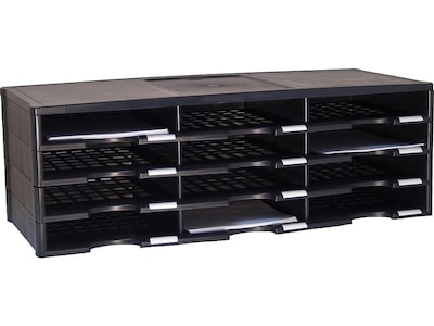 Storex 12-Compartment Literature Organizer, 31.4 x 10.5, Black  (61602U01C)