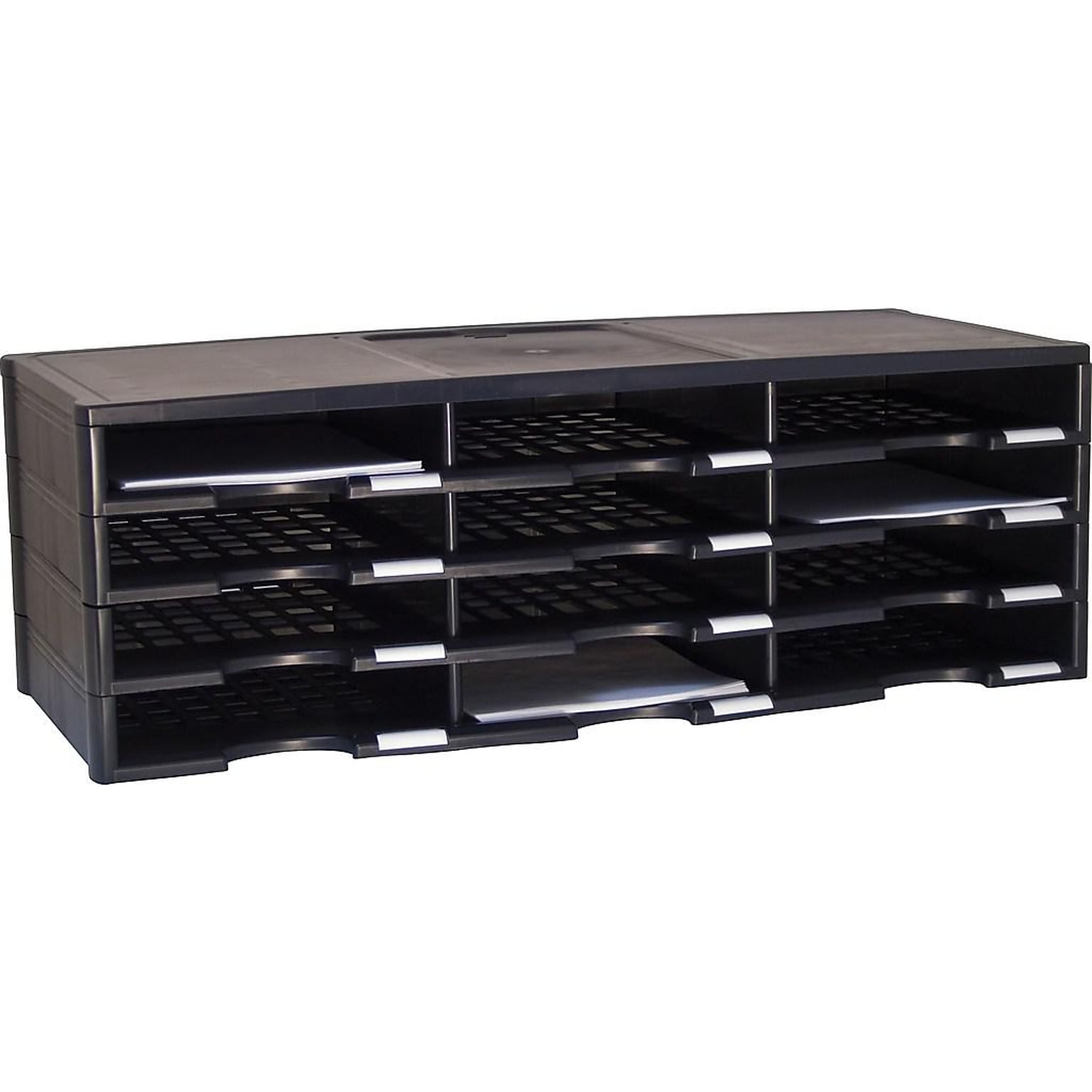 Storex 12-Compartment Literature Organizer, 31.4 x 10.5, Black (61602U01C)