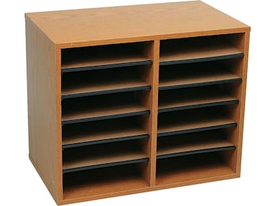 Safco 10-Compartment Literature Organizers, 19.5 x 16, Medium Oak (9420MO)