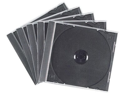 Staples Standard Jewel Cases for CD/DVD, Black Plastic (29442-QCC)