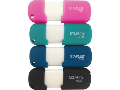 Staples 16GB USB 2.0 Flash Drives, 4/Pack (52552)