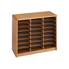 Safco 24-Compartment Literature Organizers, 32.25 x 25.75, Medium Oak (7111MO)