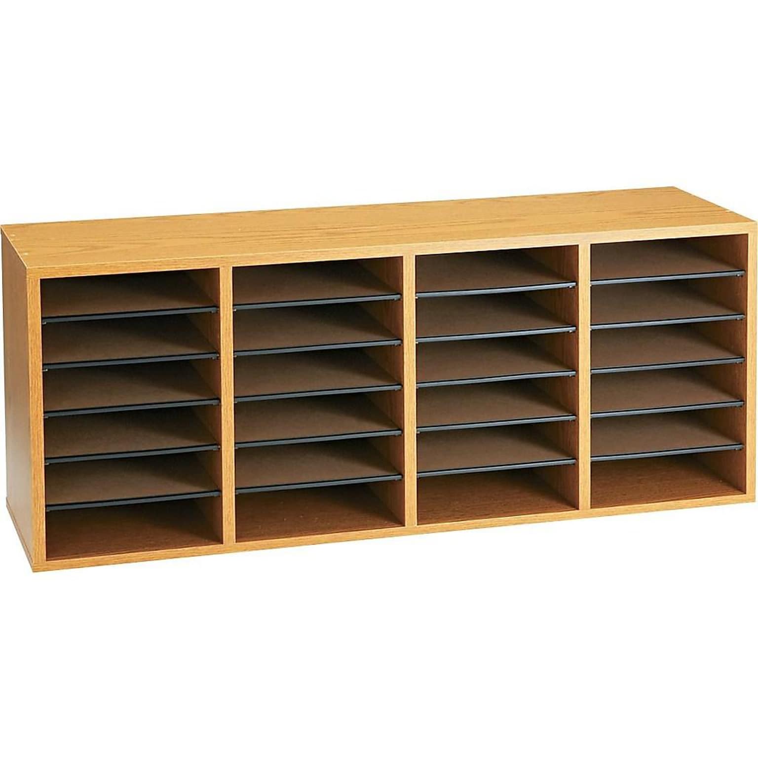 Safco 24-Compartment Literature Organizers, 39.25 x 16.25, Medium Oak (9423MO)