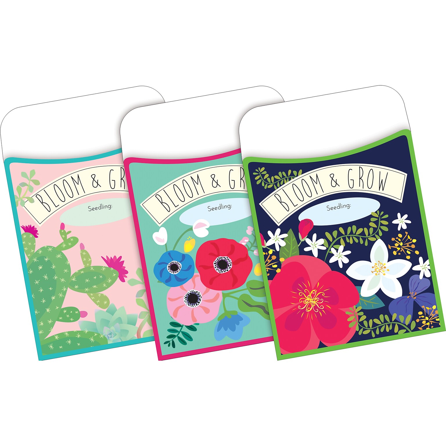 Barker Creek Petals & Prickles Peel & Stick Library Pockets, 5.125 x 3.5, 30/Pack (BC120/Pack6)